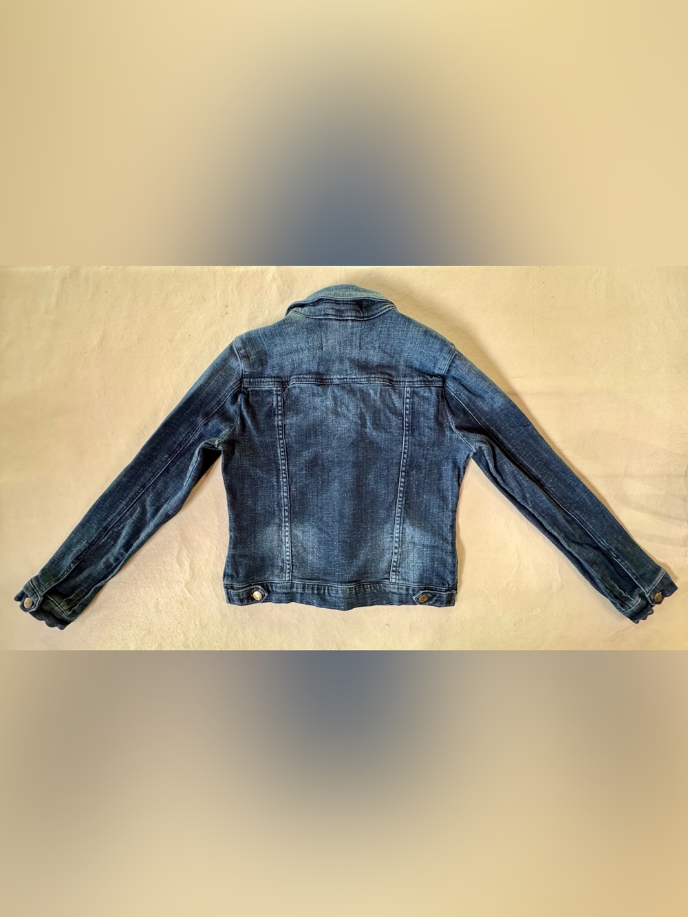 Pistola Blue Distressed Denim Button-Up Trucker Cropped Jean Jacket P5045N1 (M) - Picture 10 of 17